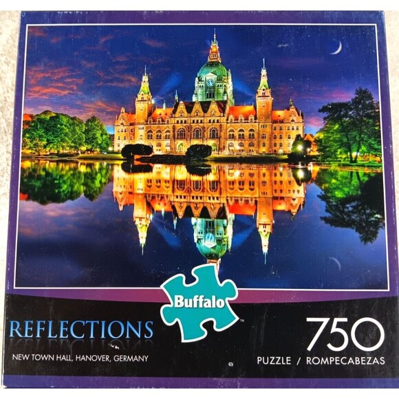 New Town Hall Hanover Germany 750 Piece Jigsaw Puzzle with Poster Buffalo Games - Picture 1 of 4